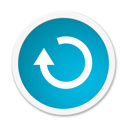 Modern isolated blue Button with symbol showing update