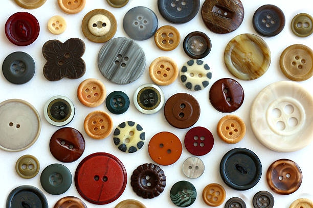 istock Vintage Wooden Sewing Button Collection Isolated on White 483259367