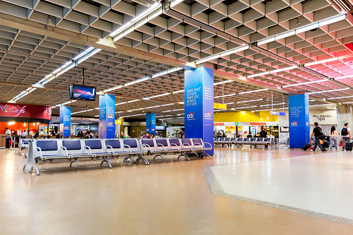 Sao Paulo, Brazil - May 5, 2014: International Gru Airport lounge located in Sao Paulo, Brazil