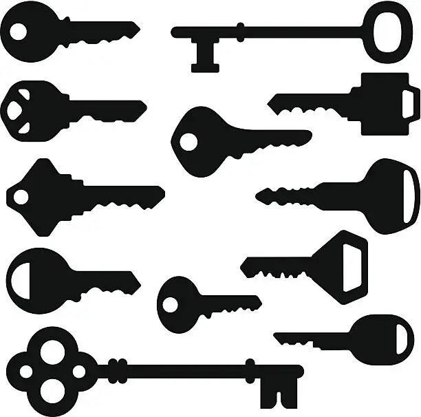 Vector illustration of Key Silhouettes