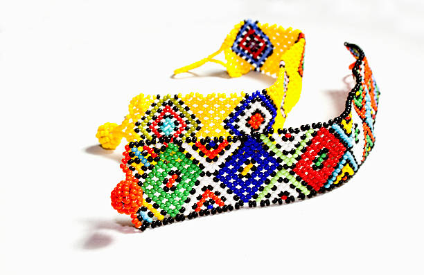 istock Two Zulu Beaded Bracelets in Bright Colors 483260765