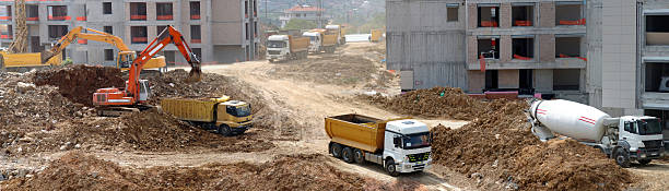 공사장 현장 - clear sky construction vehicle bulldozer commercial land vehicle 뉴스 사진 이미지