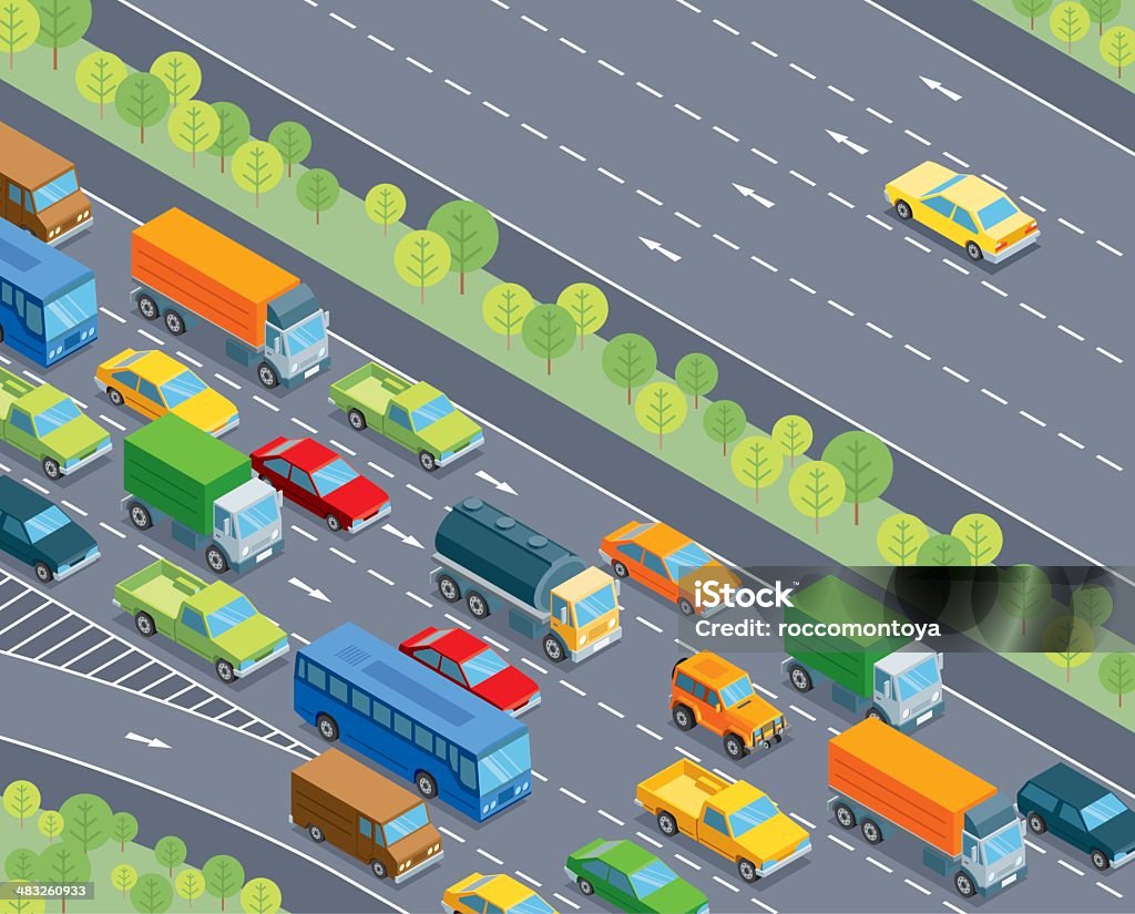 Isometric, Verkehr - Lizenzfrei Isometrische Darstellung Vektorgrafik