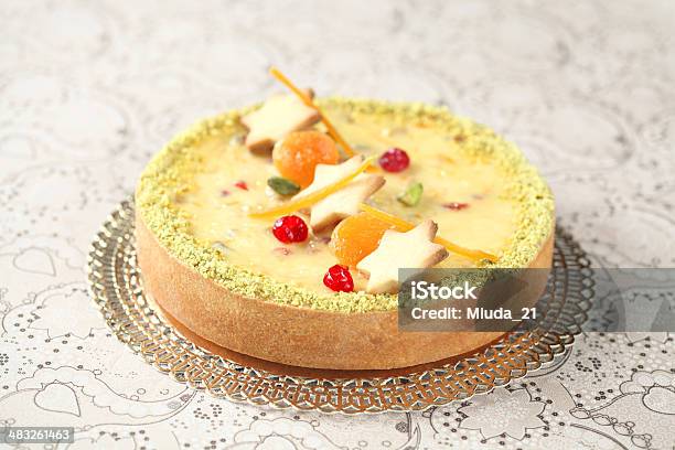 White Chocolate Cheesecake With Biscuit Stars Stock Photo - Download Image Now - Backgrounds, Baked Pastry Item, Bakery