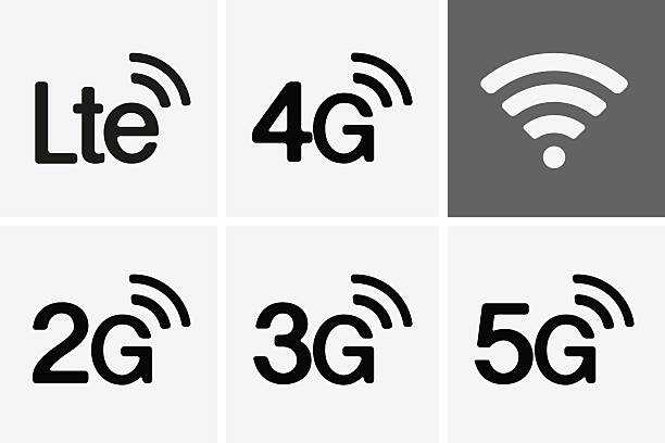 lte и 2 g, 3 g, 4 g и техн�ологии иконы символы 5 g - 3g stock illustrations