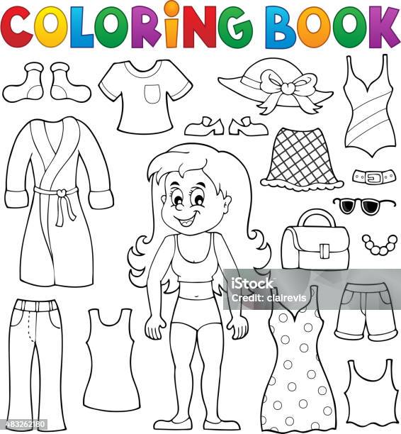 Ilustración de Libro Para Colorear Chica Con Ropa 1 y más Vectores Libres de Derechos de 2015 2015, Albornoz, Arte - iStock