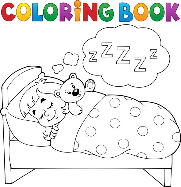 Coloring book sleeping child theme 1 Coloring book sleeping child theme 1 - eps10 vector illustration. coloring book cover stock illustrations