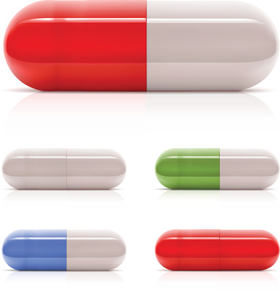 Vector illustration of classic pill capsules.