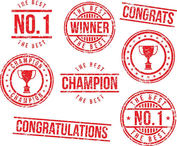 Vector illustration of Rubber stamps - champion