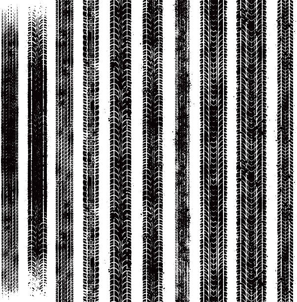 ilustraciones, imágenes clip art, dibujos animados e iconos de stock de neumáticos de grunge pistas sin costuras - marca de frenazo