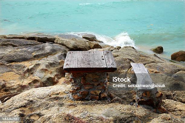 Table And Chair On The Rock Stock Photo - Download Image Now - Active Lifestyle, Asian Culture, Black Color