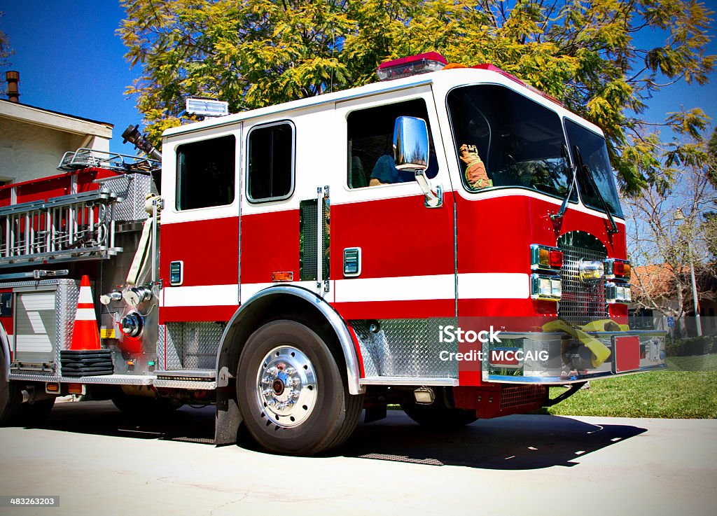 fire engine A fire engine heads out of the station on rout to a fire. California Stock Photo