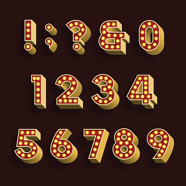 istock Lightbulb Alphabet Vector Font. Part 1 of 3. Numbers, symbols. 483263484