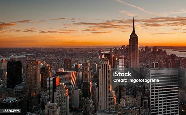 Midtown Manhattan Skyline At Sunset Stock Photo - Download Image Now - Apartment, Architecture, Brooklyn - New York