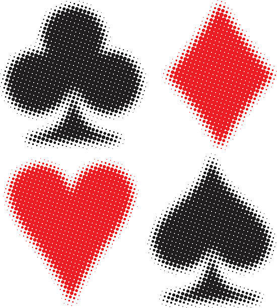 ilustrações de stock, clip art, desenhos animados e ícones de cartão fatos meio tom - poker cards royal flush heart shape