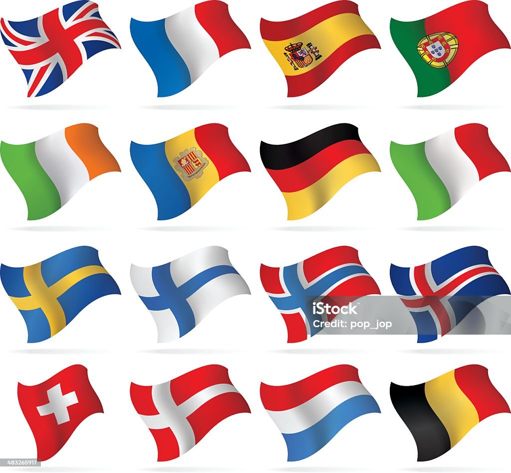 Летающий флаги-западной и Nothern Европе - Векторная графика Флаг роялти-фри