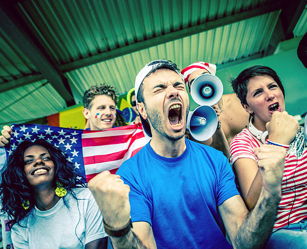 grupo de los partidarios de los estados unidos - face paint audio fotografías e imágenes de stock