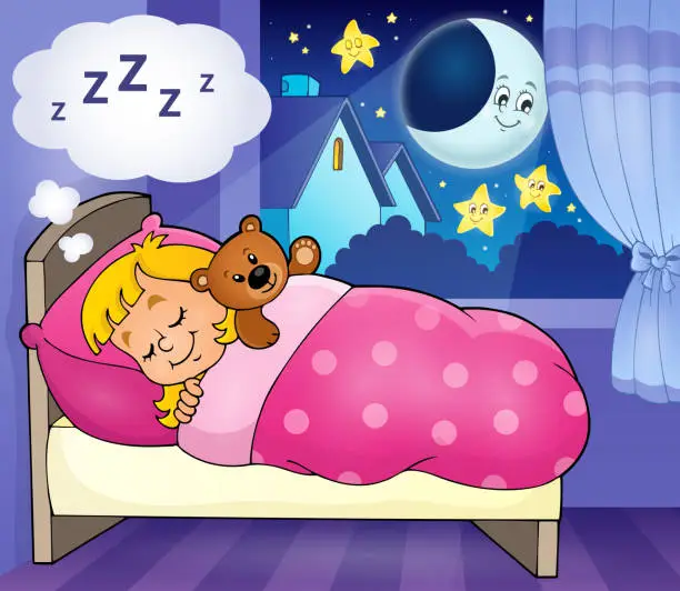 Vector illustration of Sleeping child theme image 4