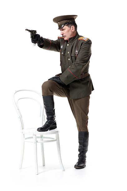 istock Russian officer with gun 483270570
