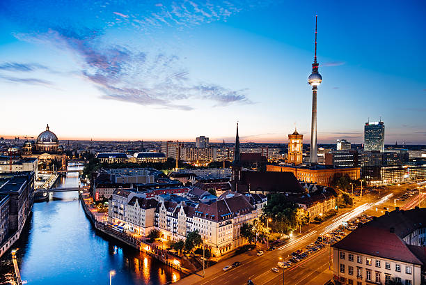 istock berlin city shape with television tower at sunset 483271806