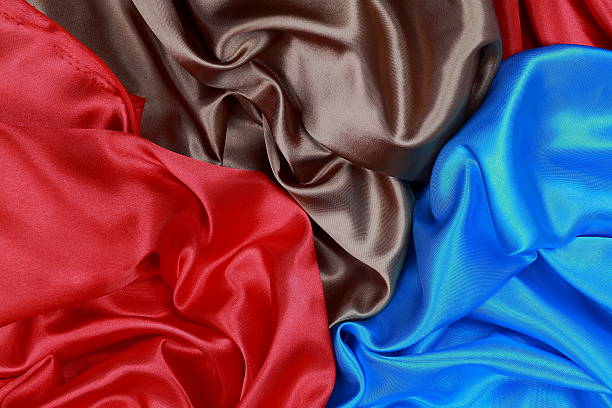 istock Blue and brown and red silk satin cloth 483271922