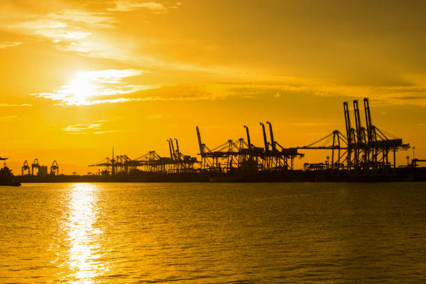 istock Port container terminal for transporatation 483274344