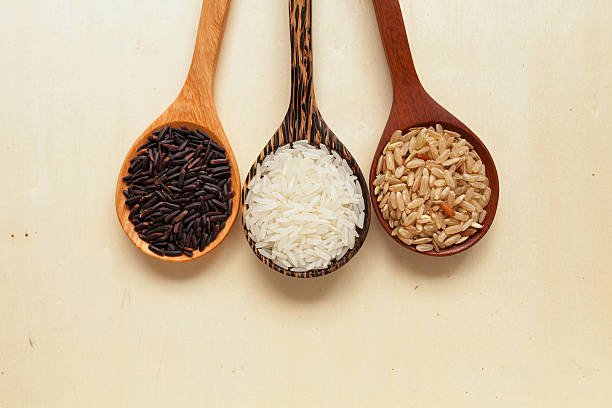 istock Closeup Wooden rice spoon 483275106