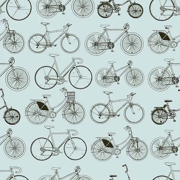 Vector illustration of Seamless bicycles pattern. Stylish sporty print