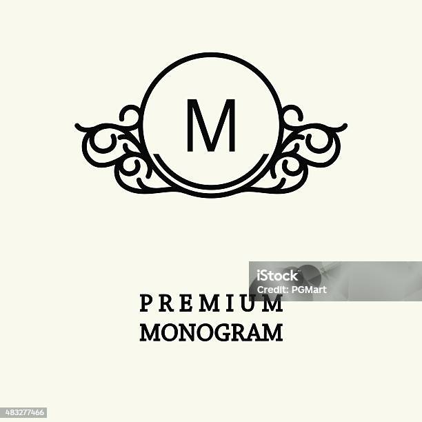Main Line Monogram Stylish Graceful Monogram Elegant Line Art Logo Design Stock ...