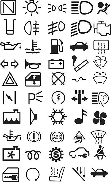 car  icon set car dash board and indoor icon set electrical fuse stock illustrations