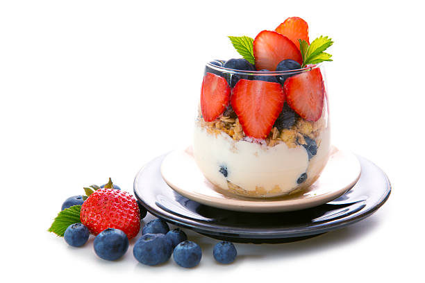 istock Fresh Yogurt with strawberries and blueberries. 483283082