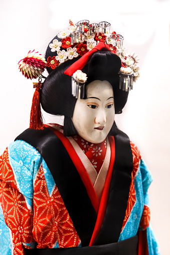 Osaka, Japan - October 27 2014: The puppet that used in Bunraku (Japanese puppet play), it was developed over 12 centuries as a Japanese poppular entertainment
