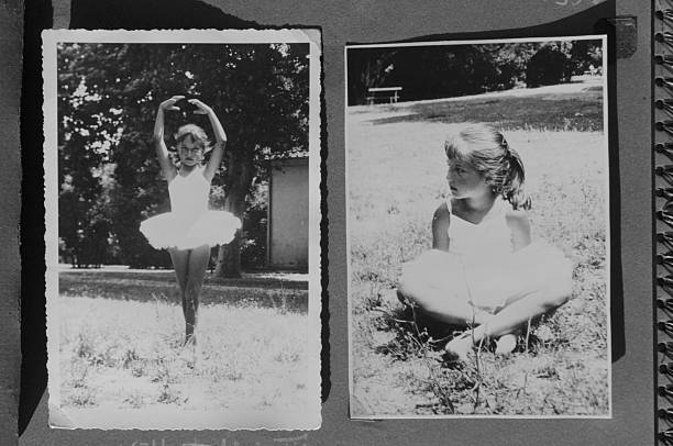 istock Little Girl Dancing in 1963.Black And White. 483287057