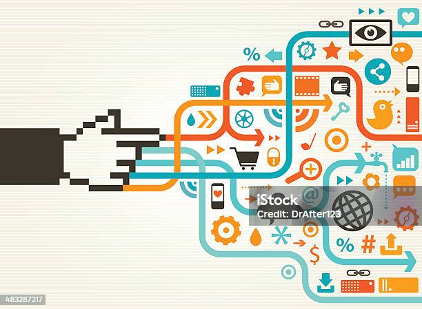 Horizontale Socialmediakonzept Stock Vektor Art und mehr Bilder von Abstrakt - Abstrakt, Ausrüstung und Geräte, Berühren