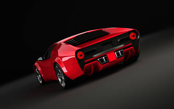 istock Sportscar in red on dark background 483287731