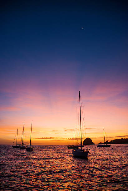 istock Sunset Caribbean Sea with vessels 483287842