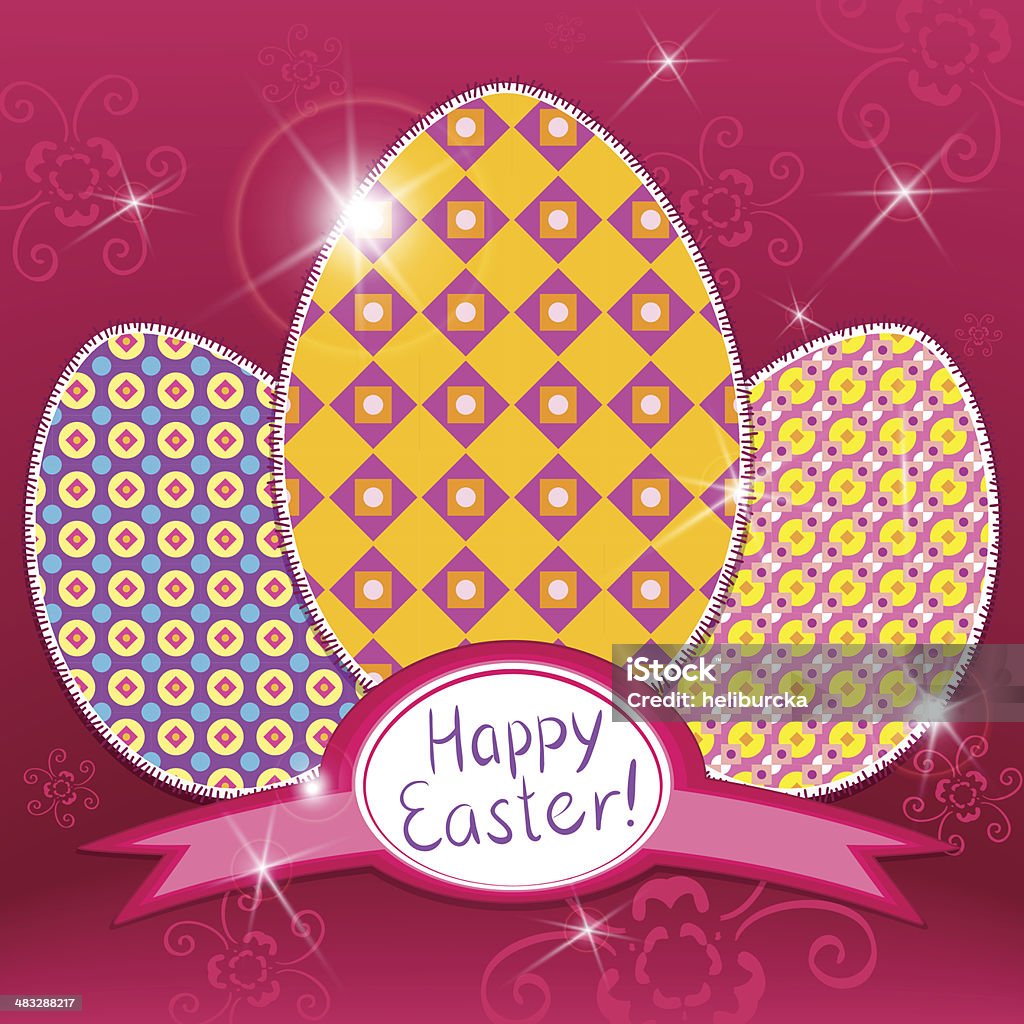 easter retro background easter greeting card with egg and retro pattern ribbon on pink background Abstract stock vector