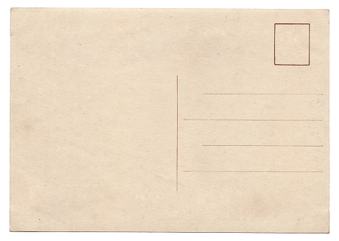 Tarjeta postal vintage antigua Aislado en blanco photo