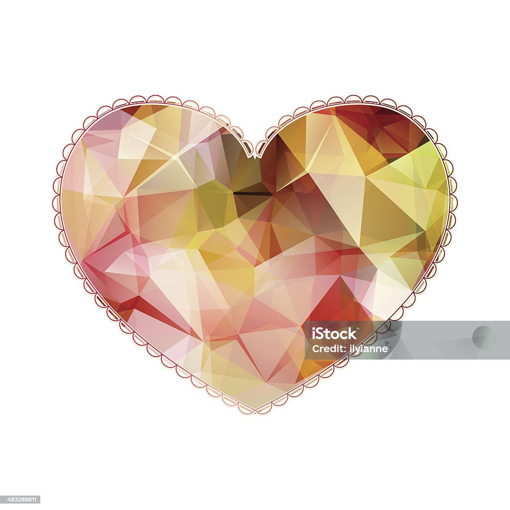 Big heart with polygonal geometric pattern Big heart with polygonal geometric pattern and laconic lace-like outline isolated on white. Valentine's day or wedding illustration. Abstract stock vector