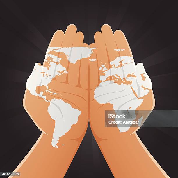 Mapa Świata Malowane Na Ręce - Stockowe grafiki wektorowe i więcej obrazów Mapa świata - Mapa świata, Dotykać, Dłoń
