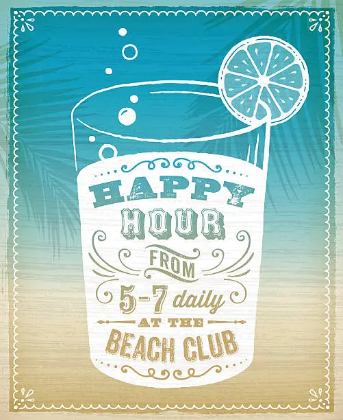 Vector illustration of Summer Happy Hour Invite