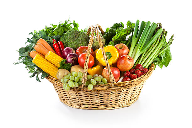 istock Fruits and Vegetables in Wicker Basket 483290859