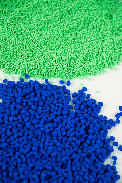 istock Blue and Green Plastic Resin piles from above 483291635