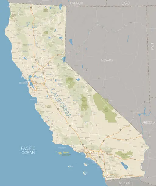 Vector illustration of California Map
