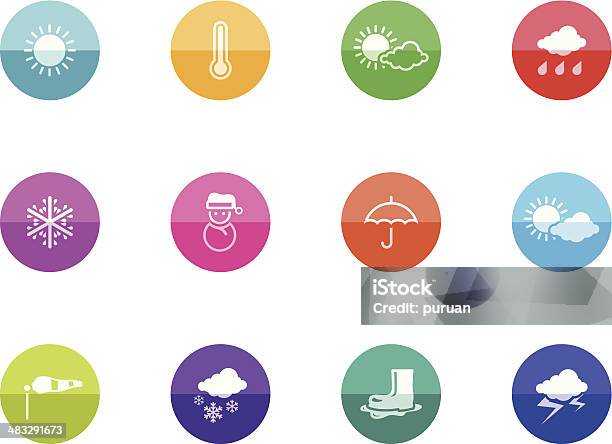 Flat Circle Icons Weather Stock Illustration - Download Image Now - Boot, Circle, Climate