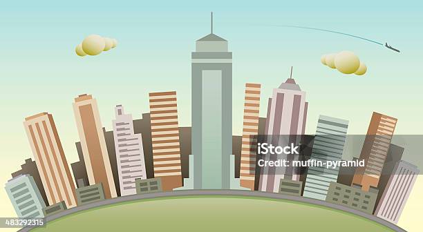 Sullo Skyline - Immagini vettoriali stock e altre immagini di Orizzonte urbano - Orizzonte urbano, Striscione - Segnale, Aeroplano