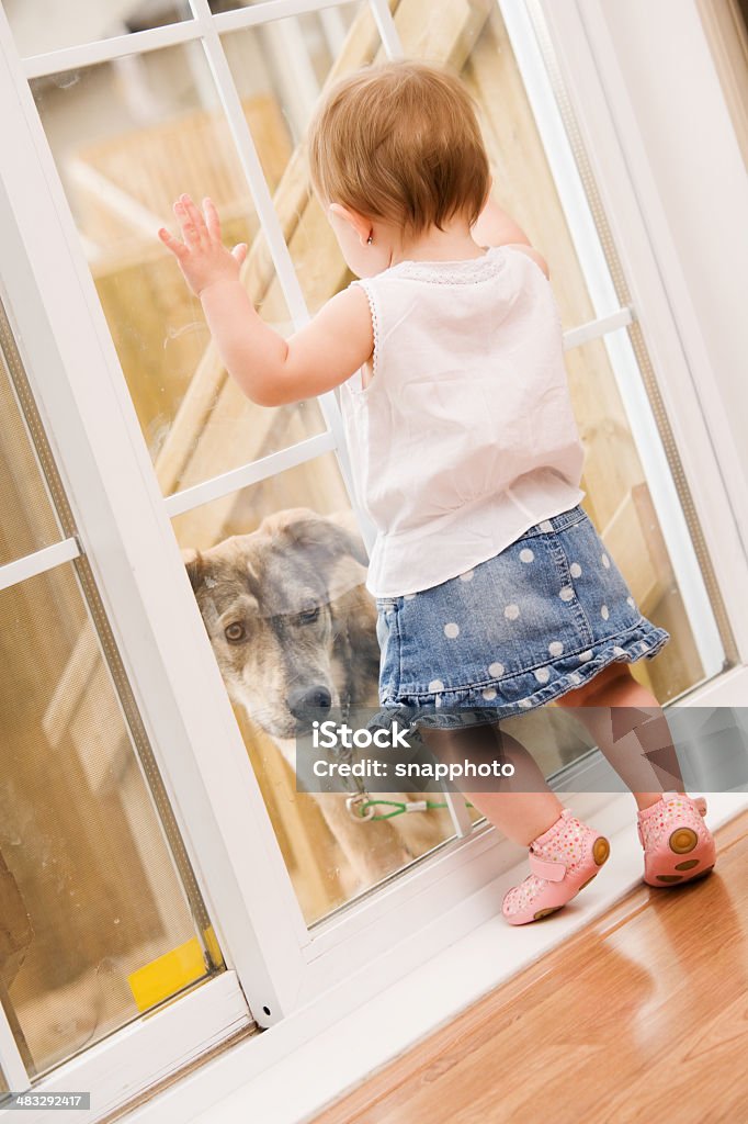 Bebé con perro al aire libre - Foto de stock de 12-17 meses libre de derechos