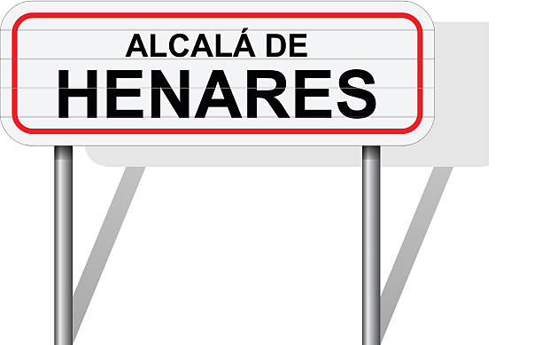 istock Welcome to Alcala de Henares Spain road sign vector 483292628