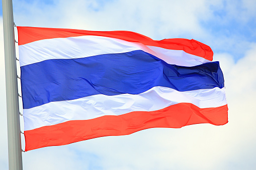 Flag of Thailand against the sky