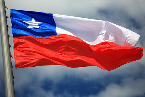 Flag of Chile against the sky